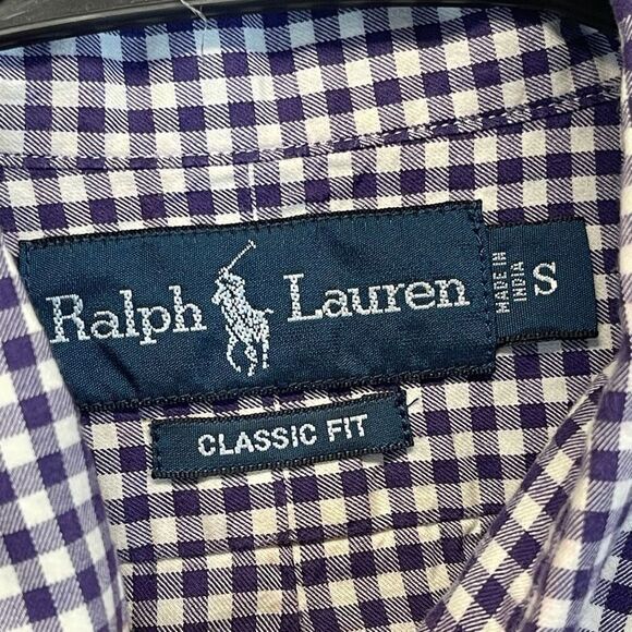 POLO RALPH LAUREN Shirt Men's Small Purple White Plaid Classic Fit Button Down - Picture 7 of 16